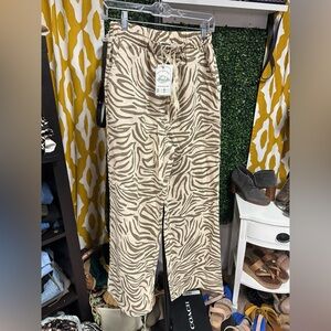 Zebra Print Wide-Leg Pants